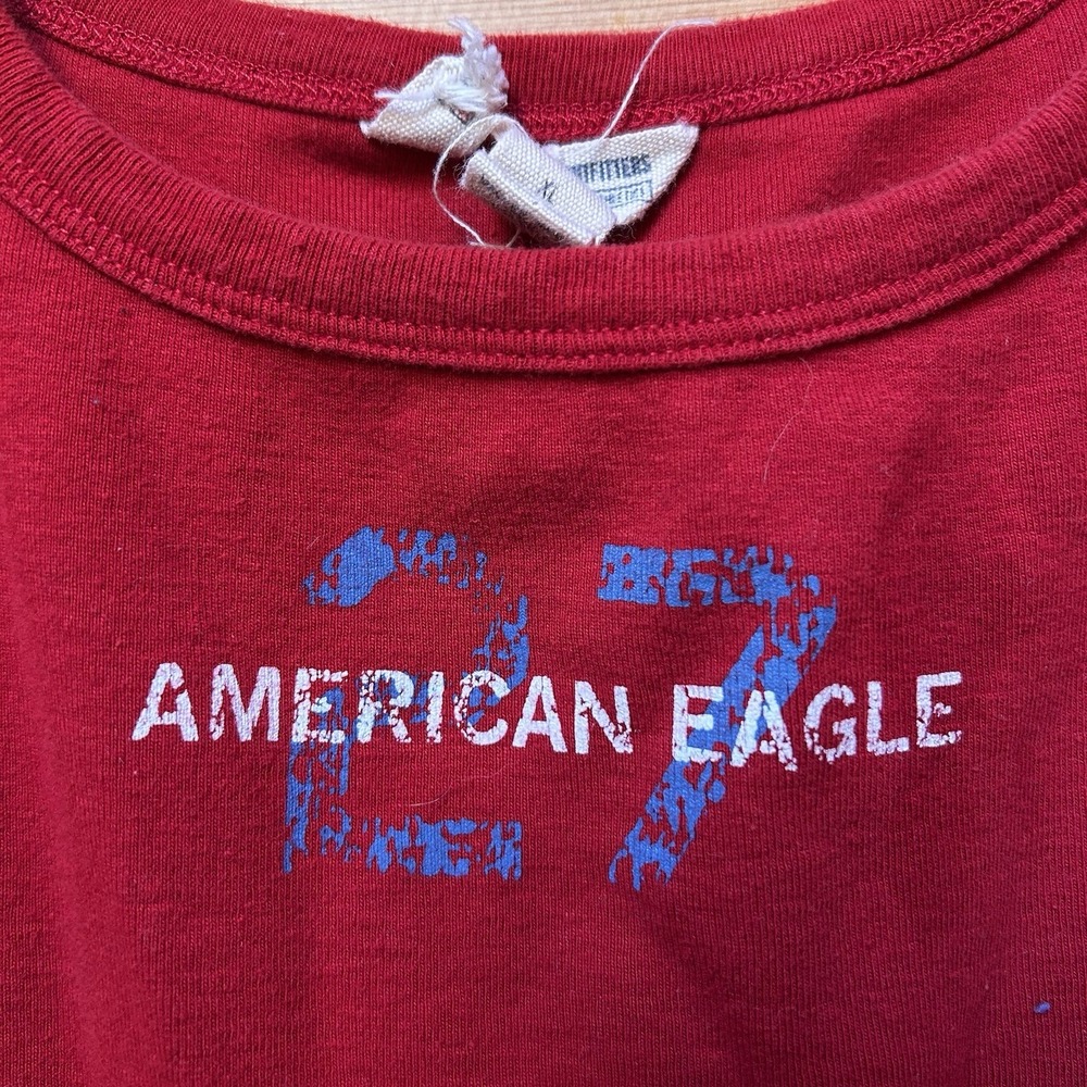 Vintage Y2K American Eagle Logo Sporty Distressed Cropped Tank Top Womens Sz XL